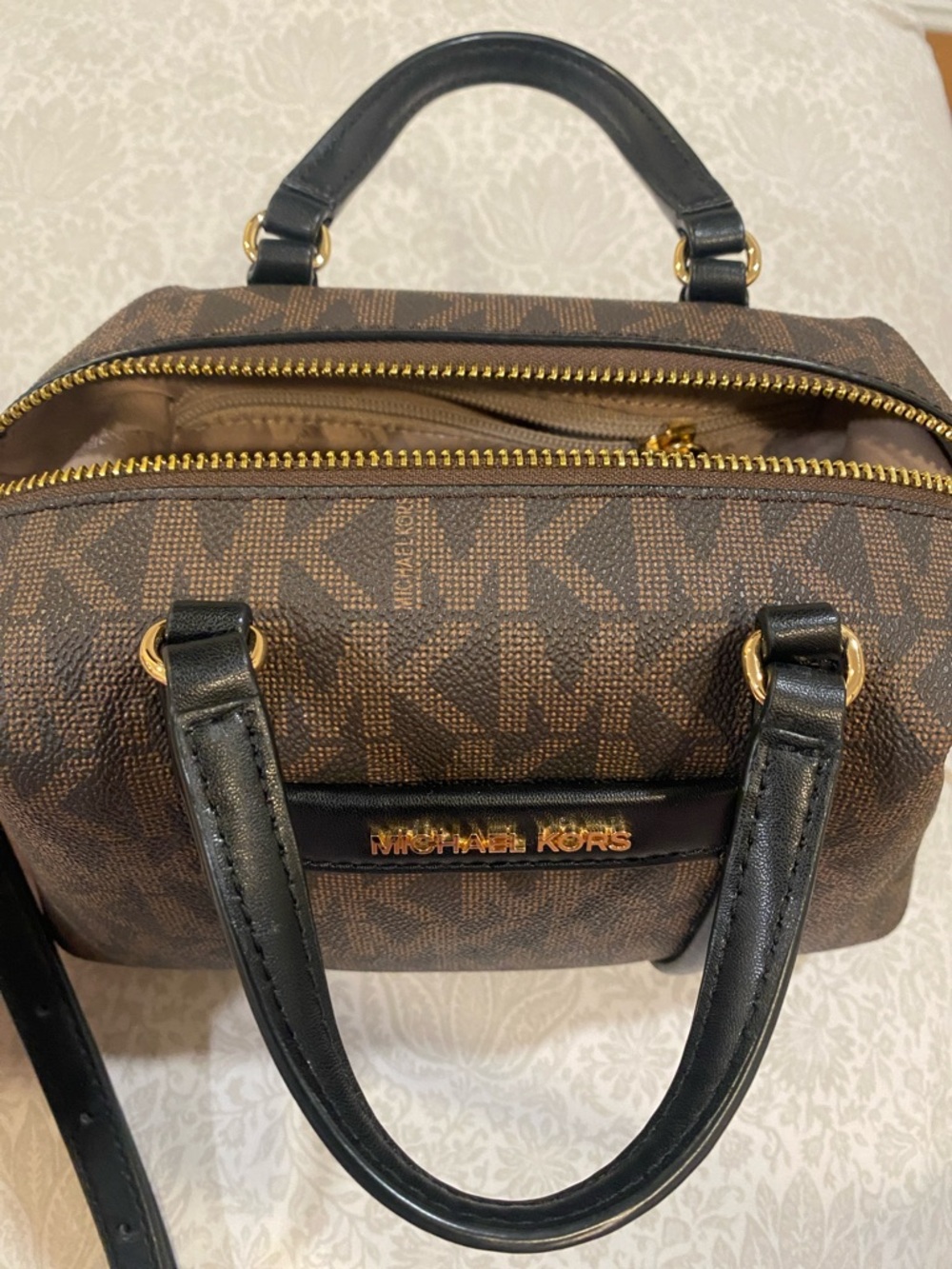 Michael Kors Becky Brown Monogram Satchel - Picture 9 of 9